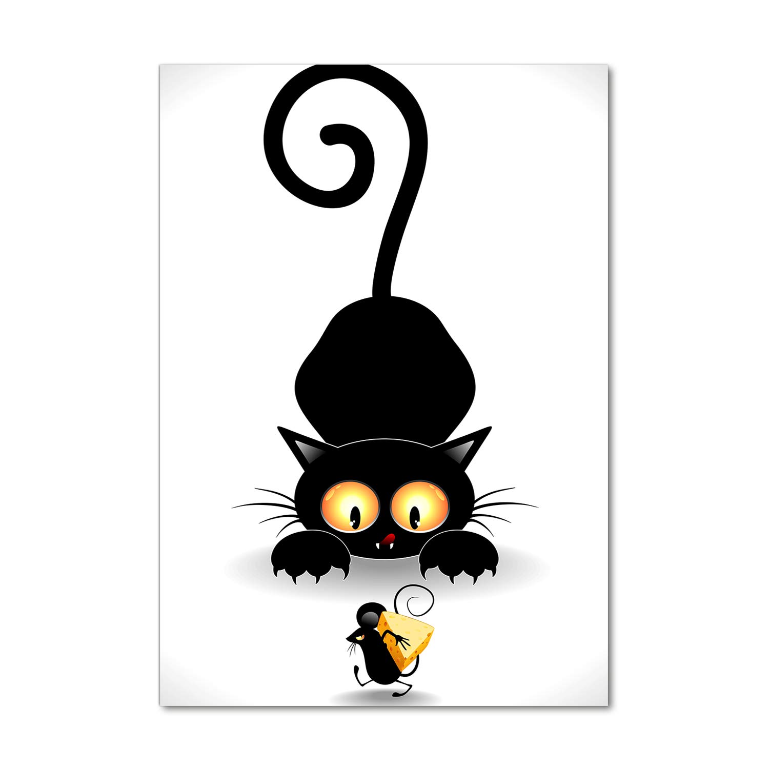 Image sur verre 70x100 cm chat noir et souris tableau déco cuisine salon Tulup