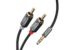 Stereo RCA to 3.5mm Audio Cable with Durable Nylon Braided Cable
