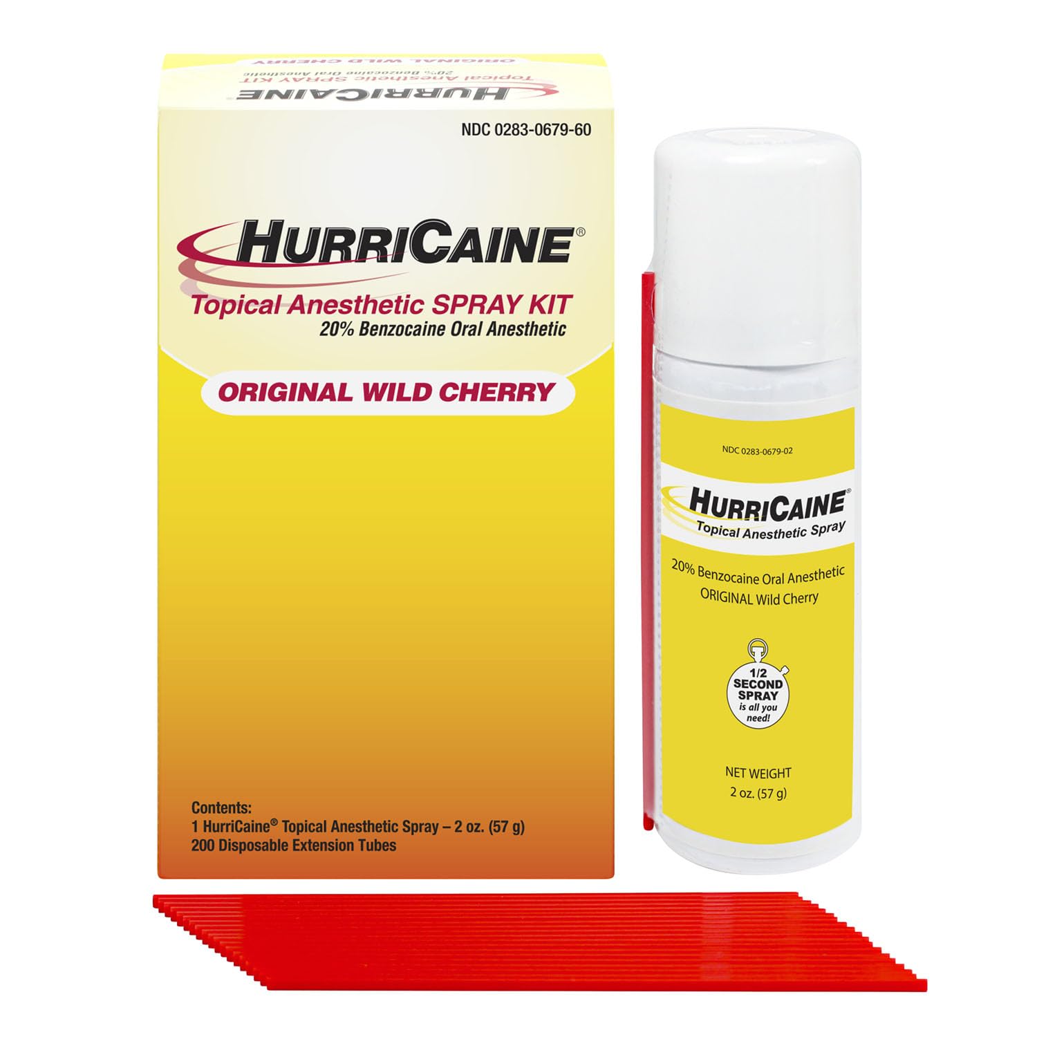 HurriCaine Topical Anesthetic Spray – Fast-Acting, OTC 20% Benzocaine Oral Spray for Quick Comfort – Works in 30 Seconds – Precise Nozzle for Targeted Use – Lubricates While Spraying – Wild Cherry