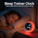 iHoo Toddlers Sleep Training Clock, Kids Alarm Clock with Night Light & Nap Timer, Ok to Wake Clock Gift for 2-9 Years Girls Boys White - 3