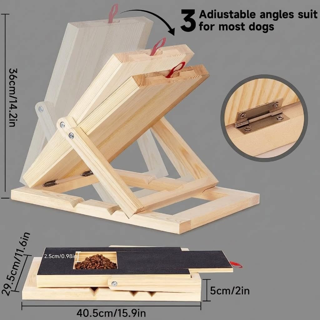 Tagliere per unghie 2 in 1 in legno massello con cassetto retrattile per cani, robusto giocattolo da masticare