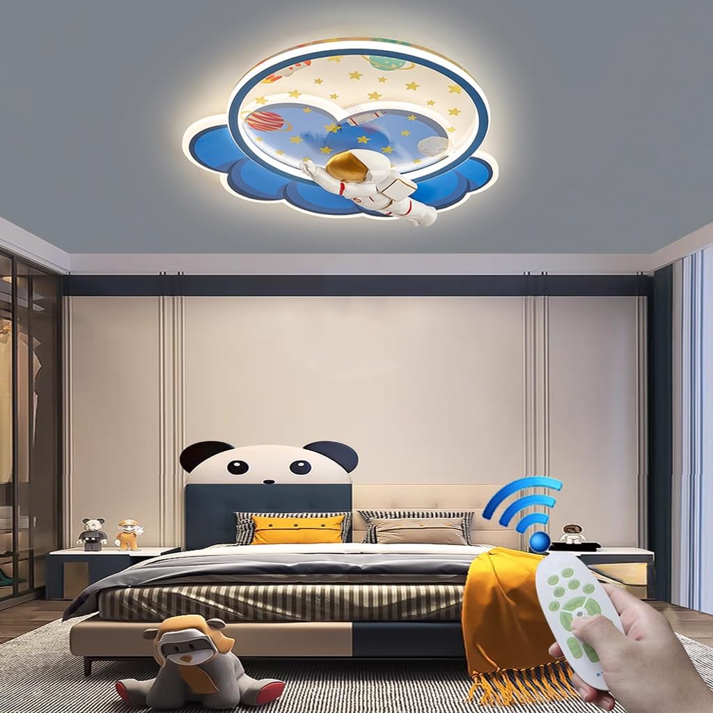 Stesulfr Pink ceiling lamp with remote control modern dimmable LED children's room ceiling Light creative cloud unicorn decoration ceiling lighting suitable for kitchen bedroom girl room lamp(Rocket)