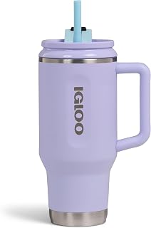 32 oz Tumbler with Handle, Reusable Travel Mug, Stainless Steel Insulated Hydration Cup for Hot & Cold Beverages, Cupholder Friendly, Lilac