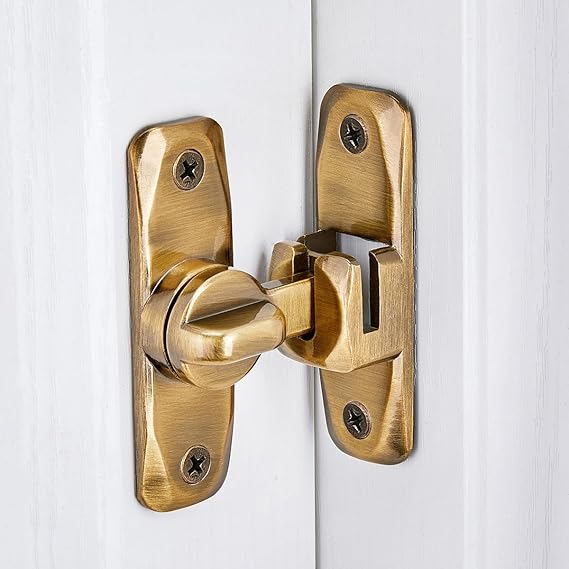 2 Packs Gold Barn Door Latches,90/180 Degree Gate Lock,Flip Gate Latches Hardware Zinc Alloy Right Angle Door Lock Latch Door Security Sliding Door Latch Lock Fo Cabinets Bathroom Gold