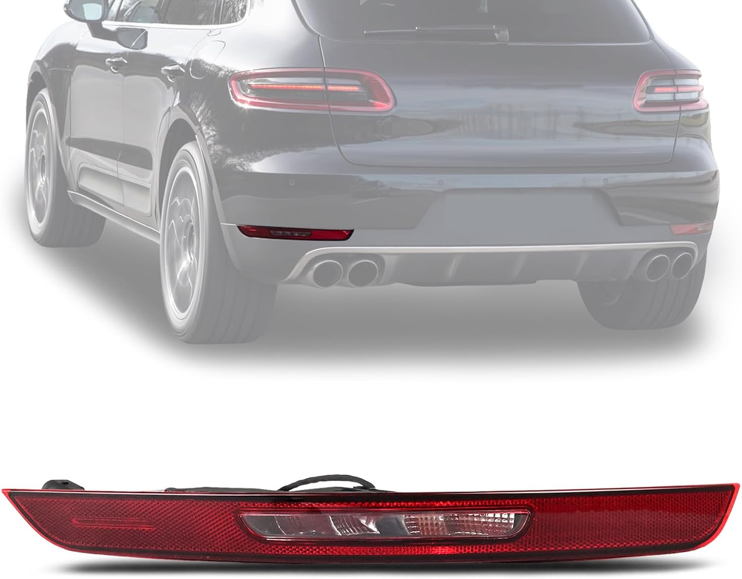 Rear Bumper Reflector Light Fit for 2014 2015 2016 2017 2018 2019 2020 2021 Porsche Macan, Halogen Red Rear Light for 95B945725AA 95B945725R (US version, 5 pins, Left Driver Side)