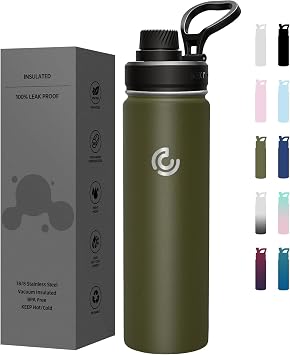 Sports Water Bottle 22oz, Insulated Water Bottle with Handle,Stainless Steel,Simple Modern,Suitable for Travel, School, Boy, GirlArmy Green