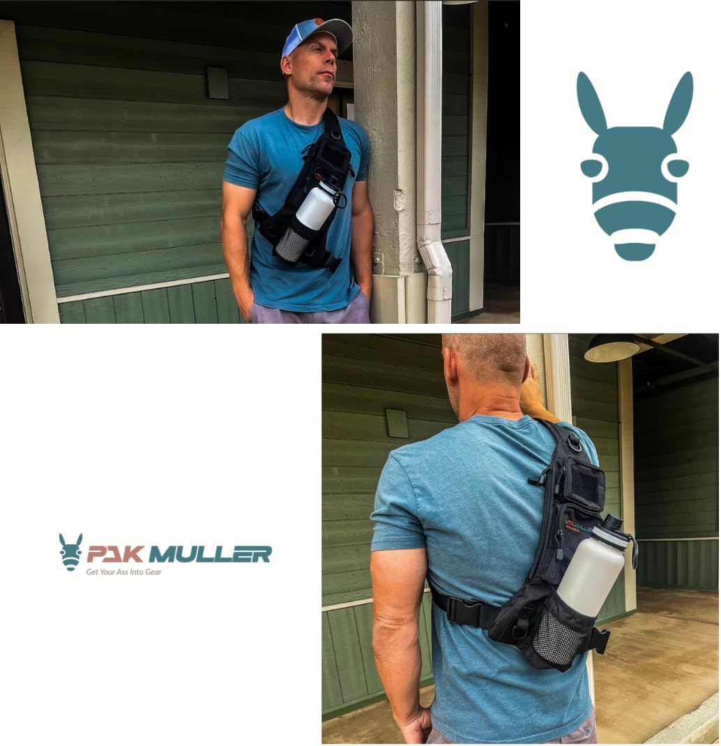 Crossbody Sling Bag Water Bottle Holder, RFID Back Pocket, Travel, Hiking, Everyday Go Bag, Chest Bag, Unisex, Slim Profile, Mid-Size (Forest Green) - Image 6