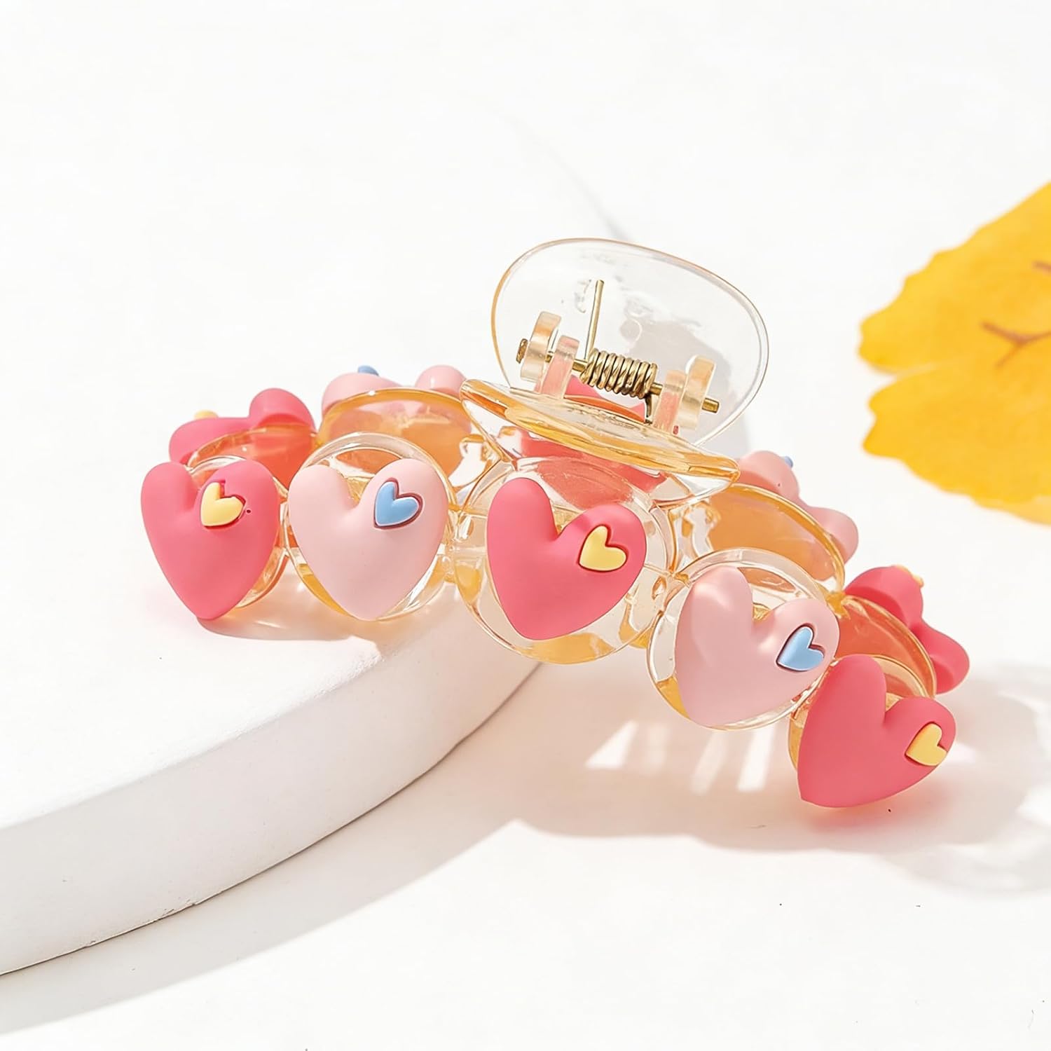 Valentines Hair Clips for Women Hearts Hair Claw Clips Non-slip Large Hair Barrettes Pink Blue Yellow Heart Jaw Clip Strong Hold Jaw Clip Romantic Cute Hair Accessories Valentine Gift Party Decoration - Image 5