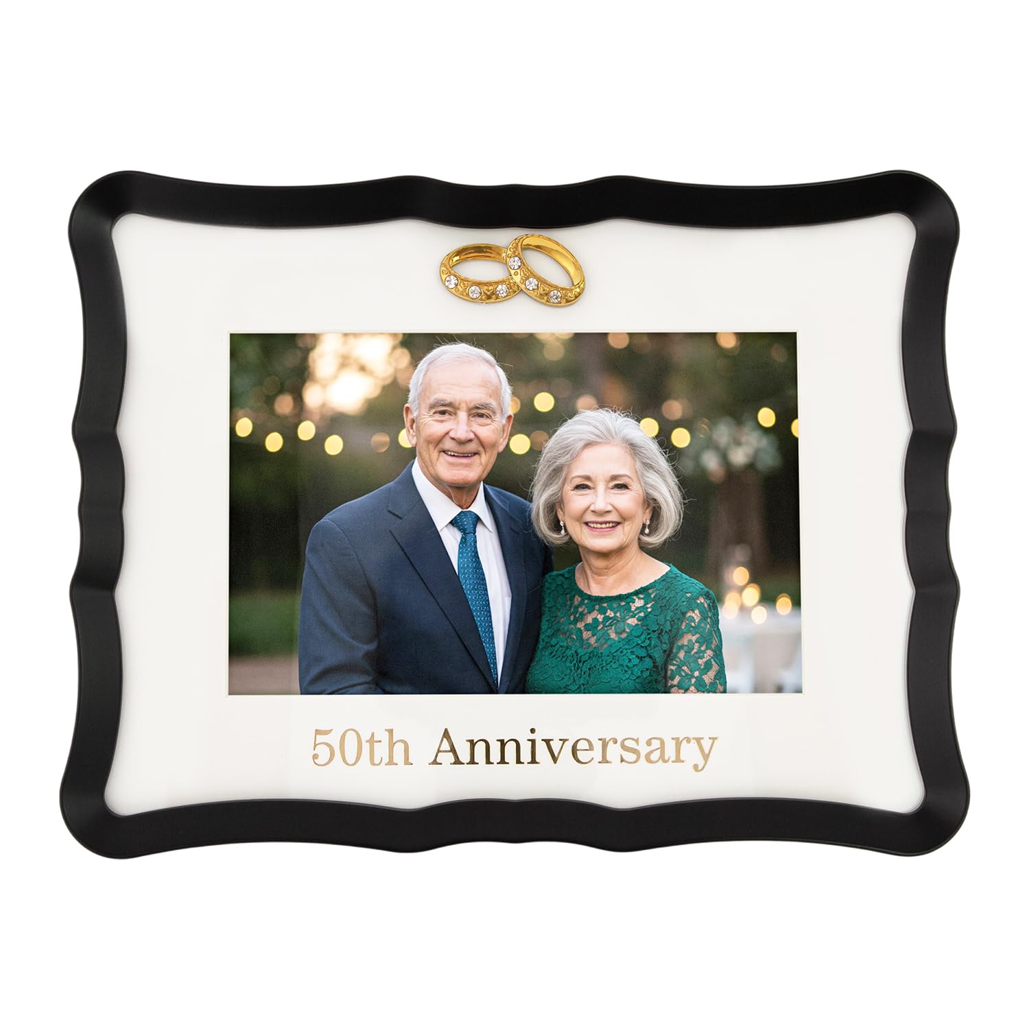 Happy Homewares 50th Anniversary Photo Frame 4x6 Gold Black