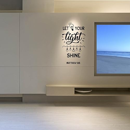 Miniatura 3 de PLIGREAT Let Your Light Shine - Calcomanías de pared, calcomanías de pared talladas finas, bombillas de luz para pared de guardería, dormitorio,