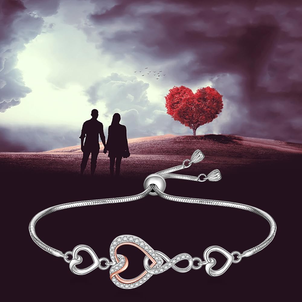 Fenthring Heart Infinity Bracelets for Women Infinity Sterling Silver Bracelet Love Mother Daughter Mothers Day - Image 4