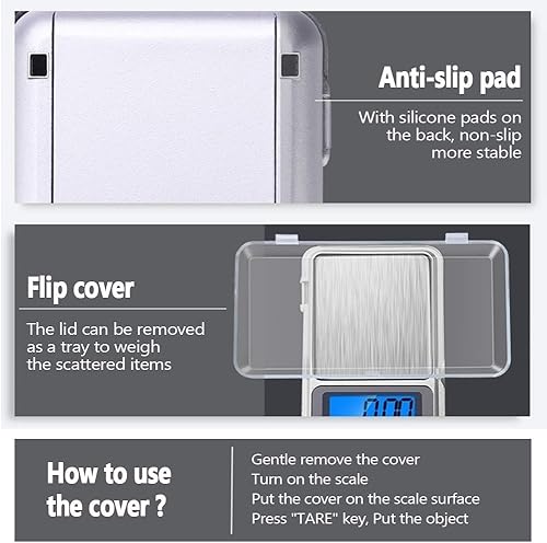 Miniatura 4 de Báscula digital de bolsillo, capacidad de 17.64 oz, equilibrio de alta precisión de 0.00 oz, mini báscula electrónica de recarga de gramos, báscula