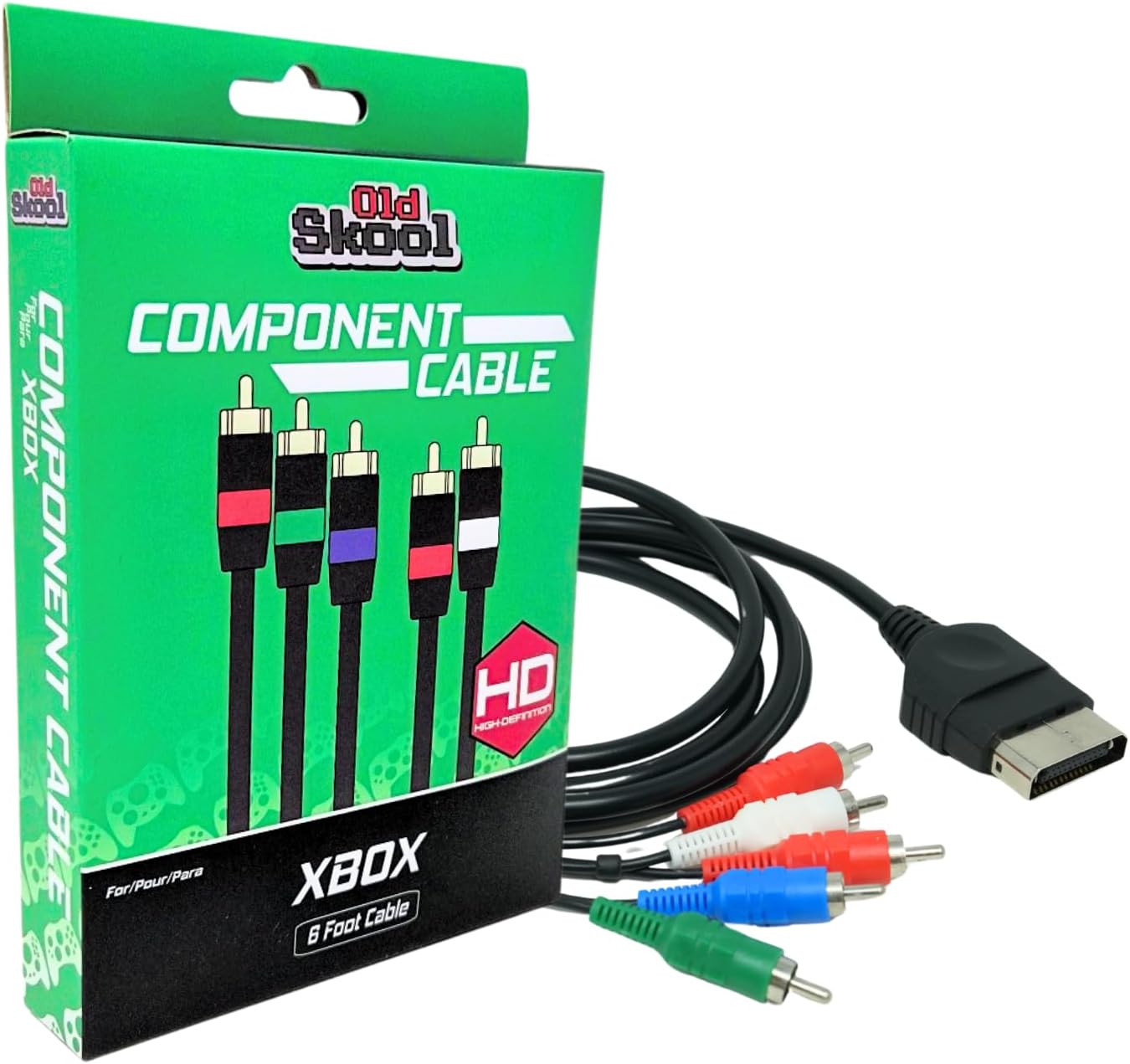 Old Skool Silver-Plated HDTV High-Definition HD TV Component Cable for Xbox