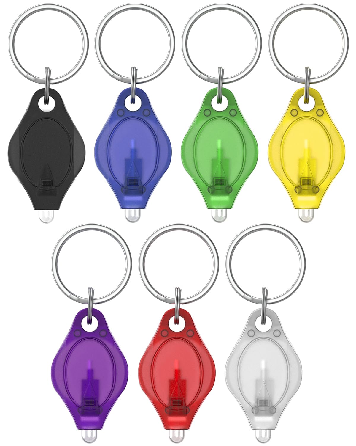 Uniclife 7 Pack LED Keychain Flashlight Mini LED Keychain Light 12 Lumen Portable Ultra Bright Battery Powered Key Ring Torch for Outdoor Camping Hiking and Emergency Lighting, 7 Colors of Shells