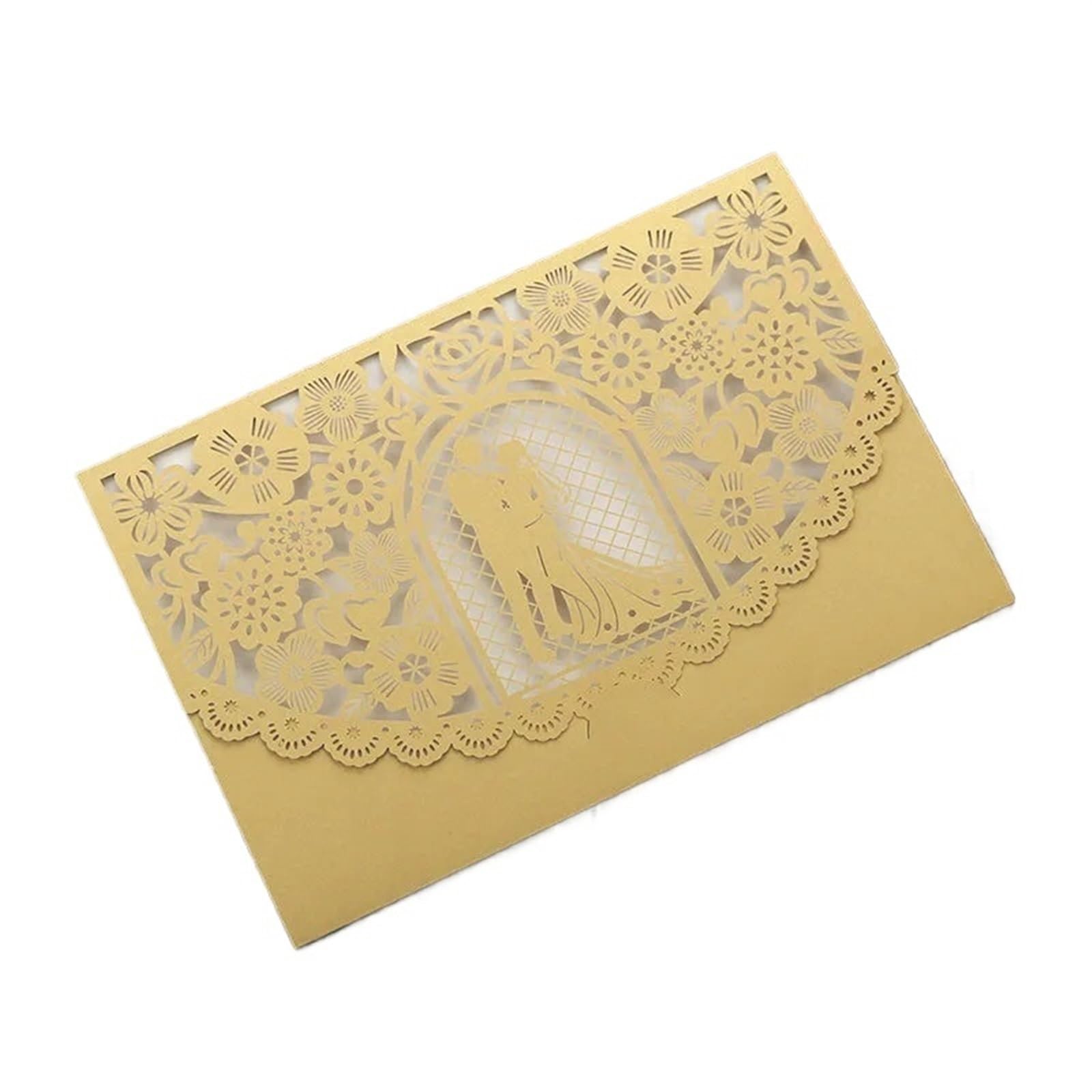 Zaproszenia ślubne Zaproszenia na imprezę, 50PCS Shell Cut Hollow Walentynki Kartka z Pozdrowieniami Świąteczne Przyjęcie Ślubne Akcesoria Dekoracja Na Ślub Zaręczyny Rocznica(Brown)