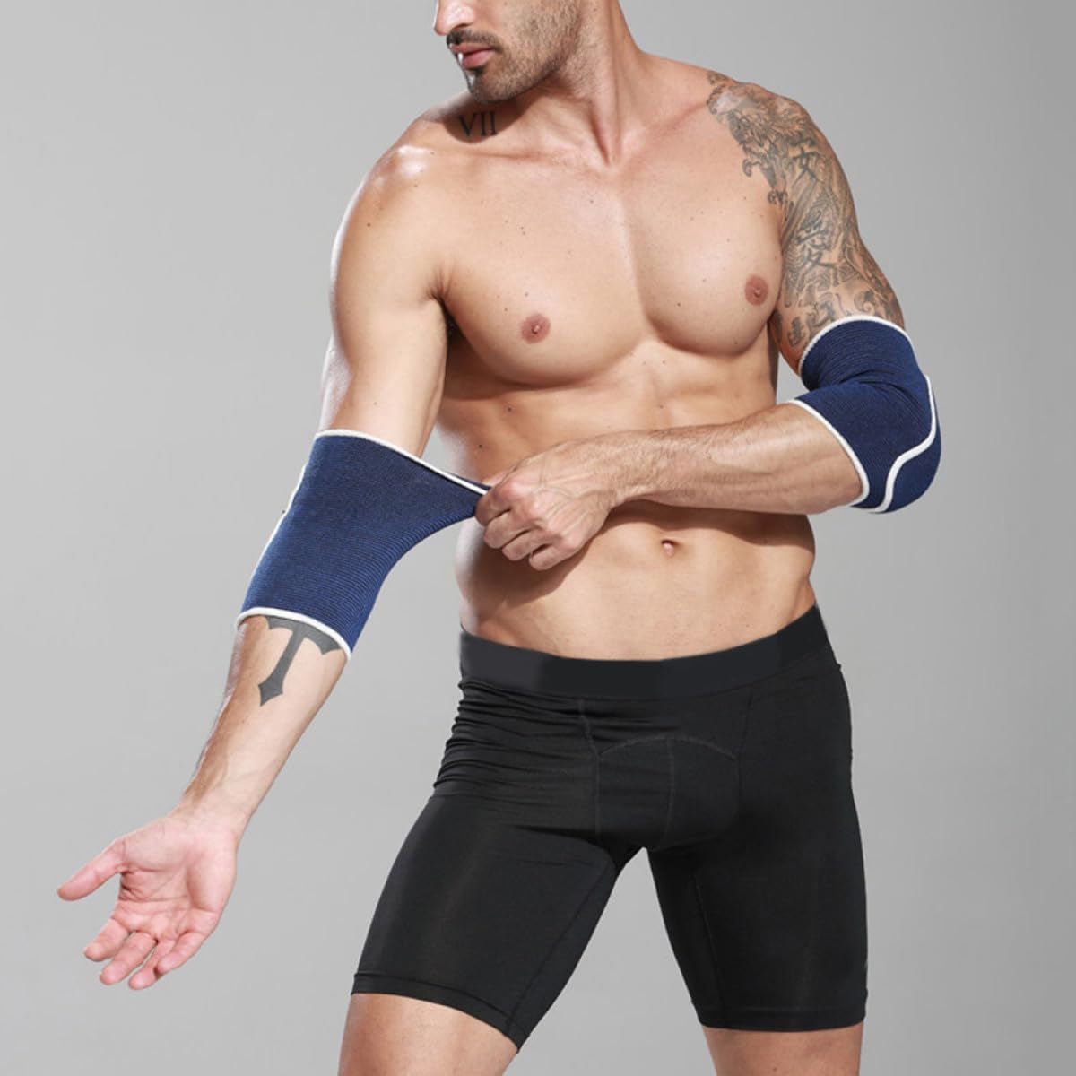Happyyami Knitted Thick Sponge Sleeve Brace Support with Padded Protection for Workout Basketball Football Volleyball Weightlifting Yoga Pilates Free size 7.08 X 3.93 X 0.78 in