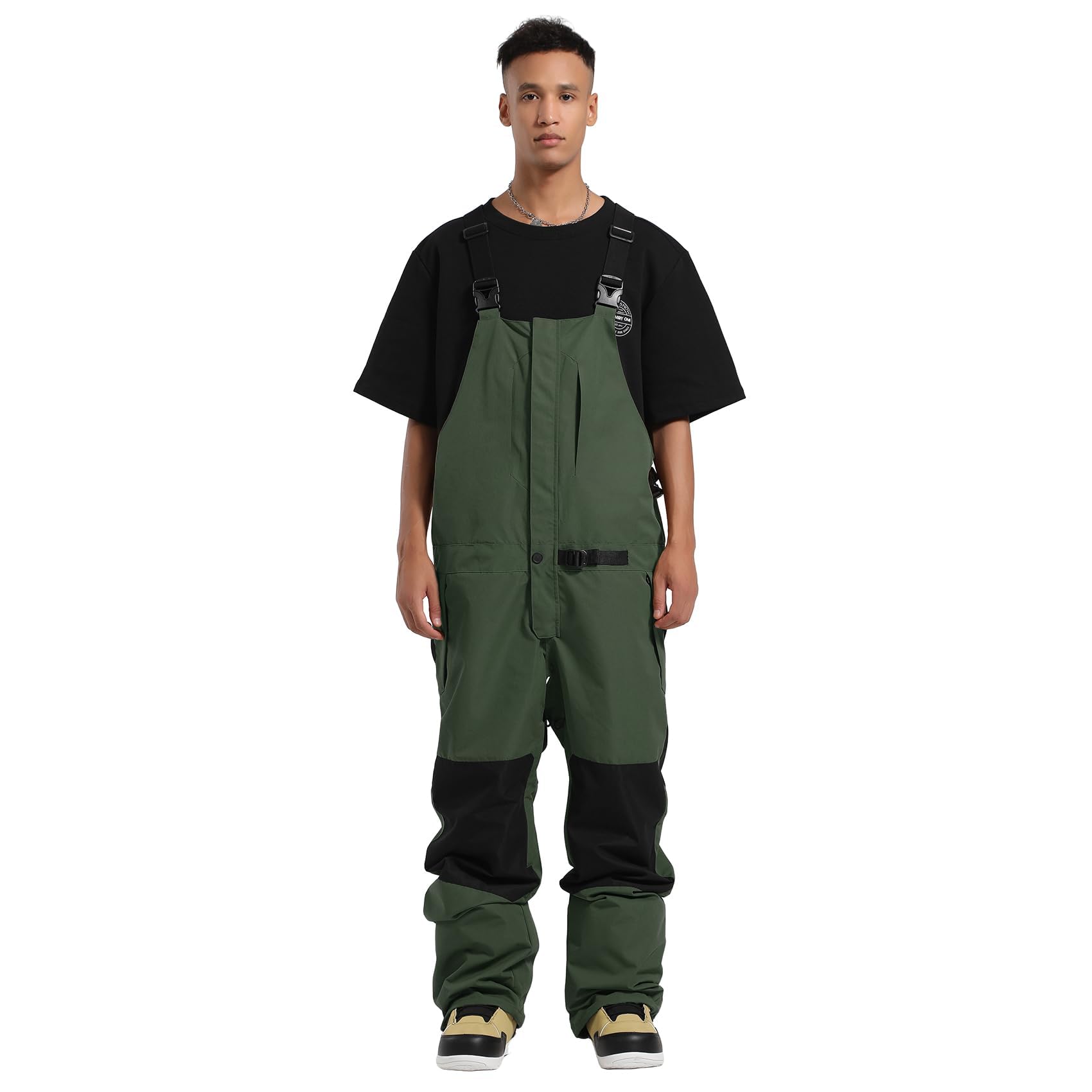 GSOU SNOW Uomo Salopette da Sci Bavaglino da Snowboard Pantaloni da Neve - Multi Tasche Leggeri Impermeabili Antivento Traspiranti Caldi