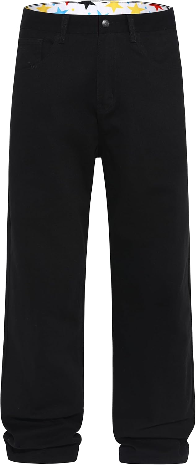 Men's Non-Stretch Loose Fit Wide-Leg Baggy Jeans Pants