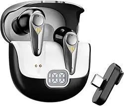 Basike Fone de Ouvido Gamer Sem Fio Bluetooth 5.4, Headset 2.4GHz com Baixa Latência 30ms, Mic ENC, Display LED, Receptor Type-C – PS5/4, Switch, PC, Steam Deck e VR – Preto