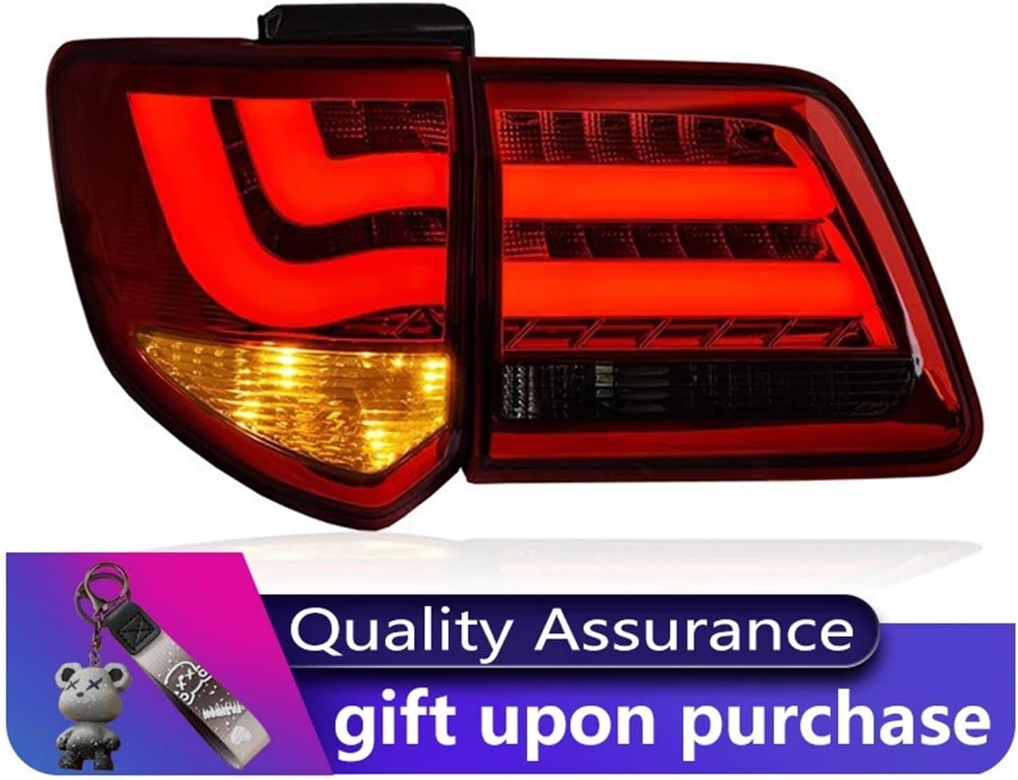 Car Taillight Compatible for Fortuner 2011-2015 Full DRL Highlight Tool Rear Turn Signal Lamp(Red)