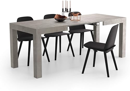 Miniatura 6 de Mobili Fiver, First Extendable Table, 47.2(78.7) x31.5 in, Concrete Effect, Grey, Made in Italy Efecto gris concreto,Ashwood Negro,Ashwood