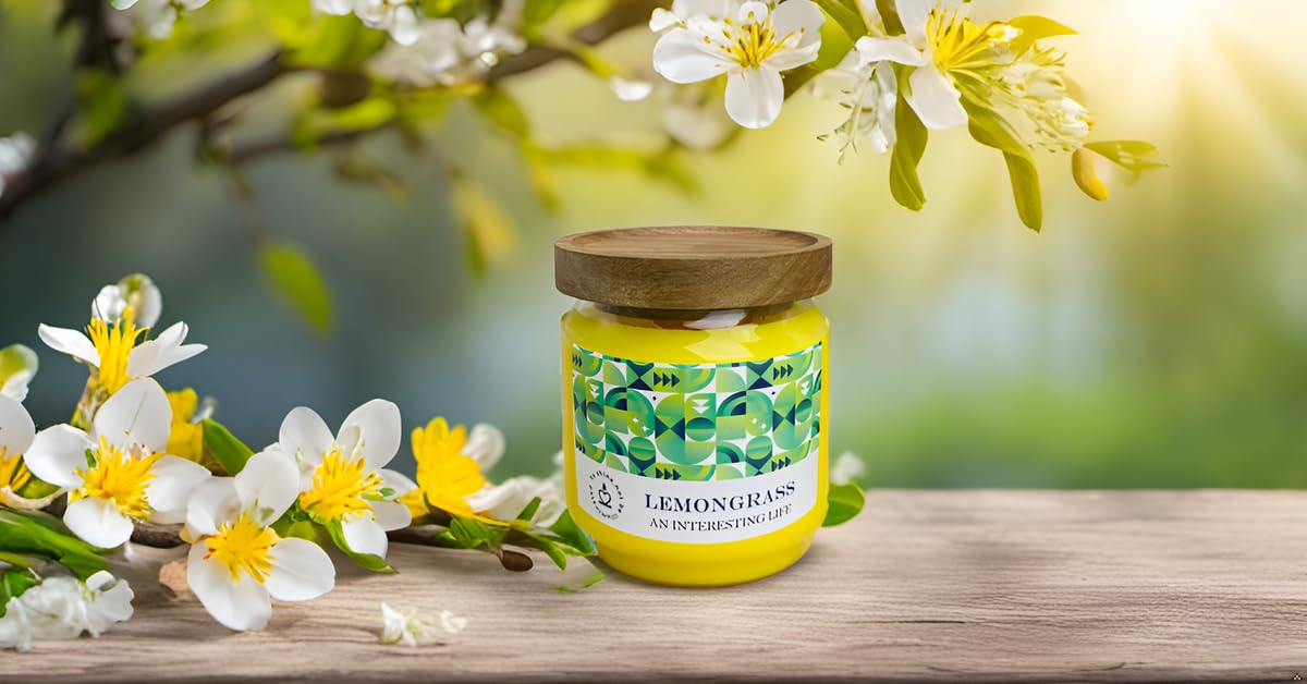 Dekoracyjna żółta duża świeca Citronella na zewnątrz, 470 ml, szkło, mocne świece zapachowe z trawy cytrynowej, na patio, kemping, ognisko, do ogrodu, na balkon