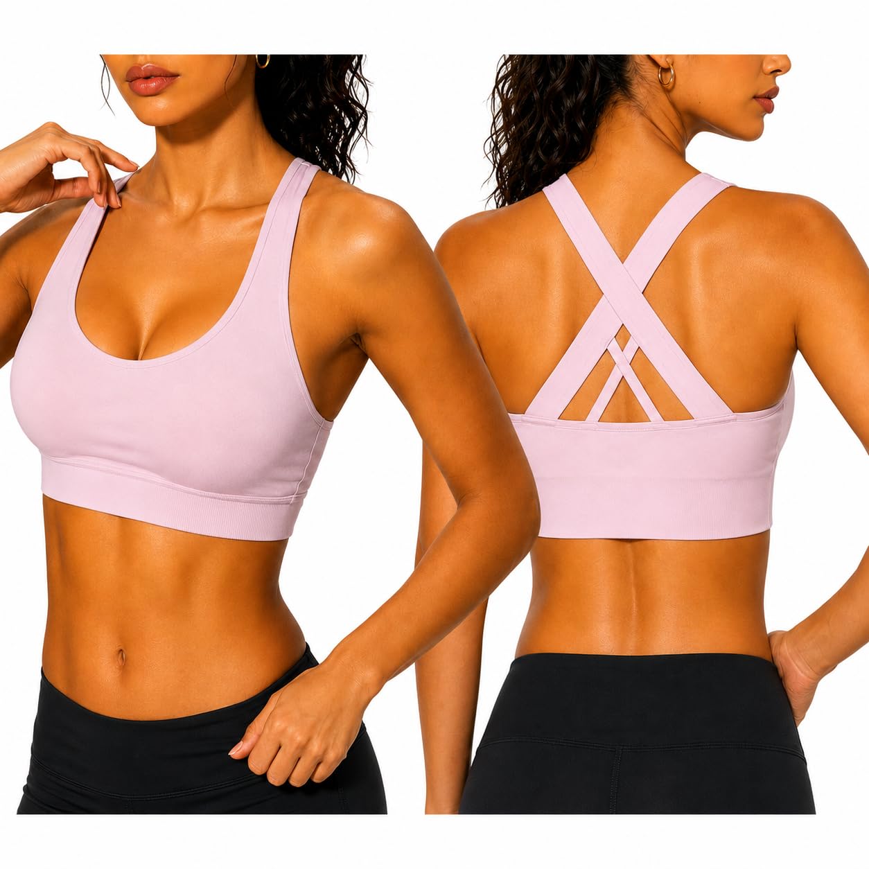 Avondii Damen Sport - BH gepolstert, ohne Bügel, mit Kreuzrücken. Bietet starken Rückenstützhalt, ist Anti - Schweiß atmungsaktiv. Geeignet für Fitness, Joggen, Laufen und Yoga.