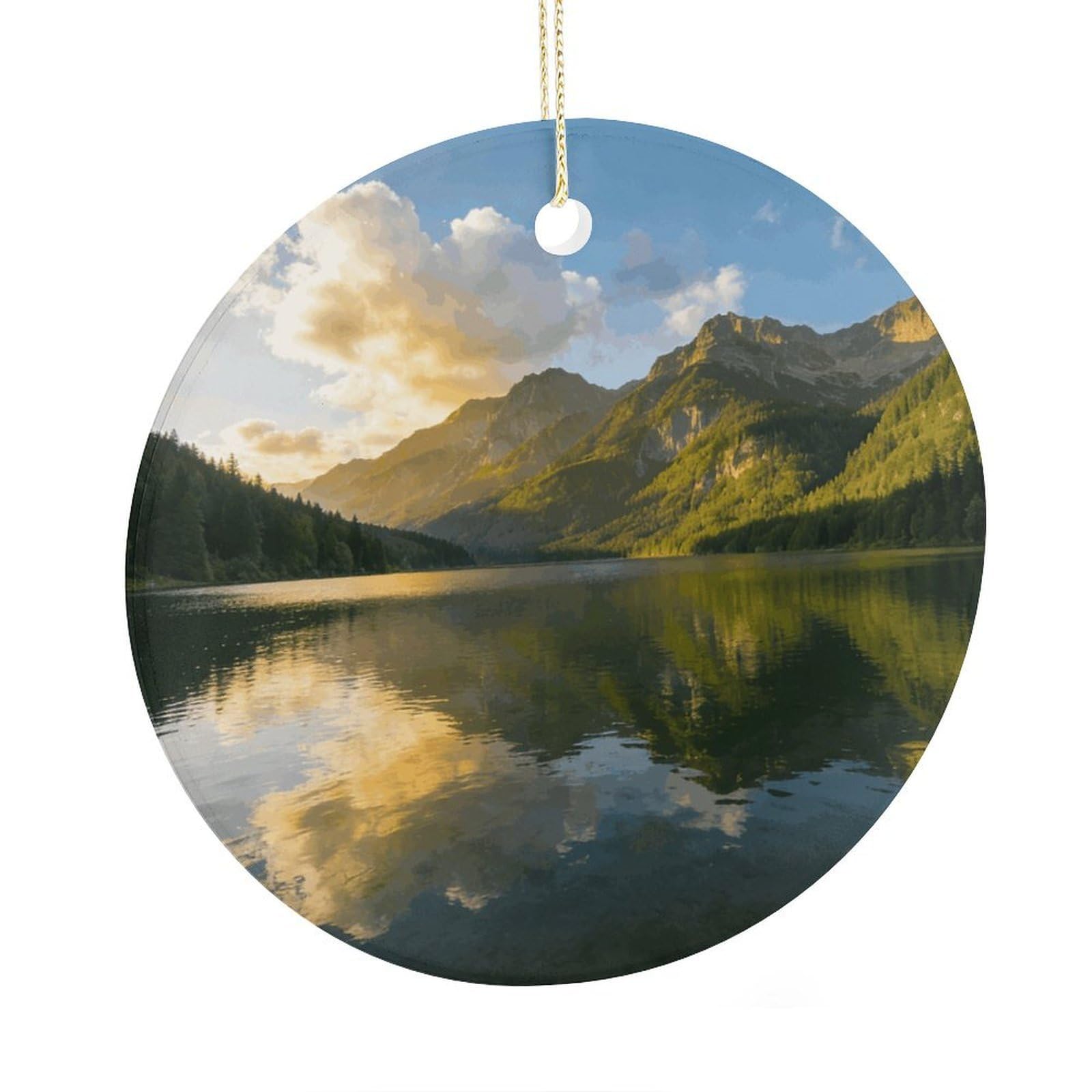 Fodpand Women's Style Mirror Lake Reflecting The Mountains Ceramic Christmas Ornament,Wall Hanging Decor Windows Hanging Decor Best Friend Birthday Gifts, Friendship Gifts Car Hanging Ornament Gift For Girls, Teache