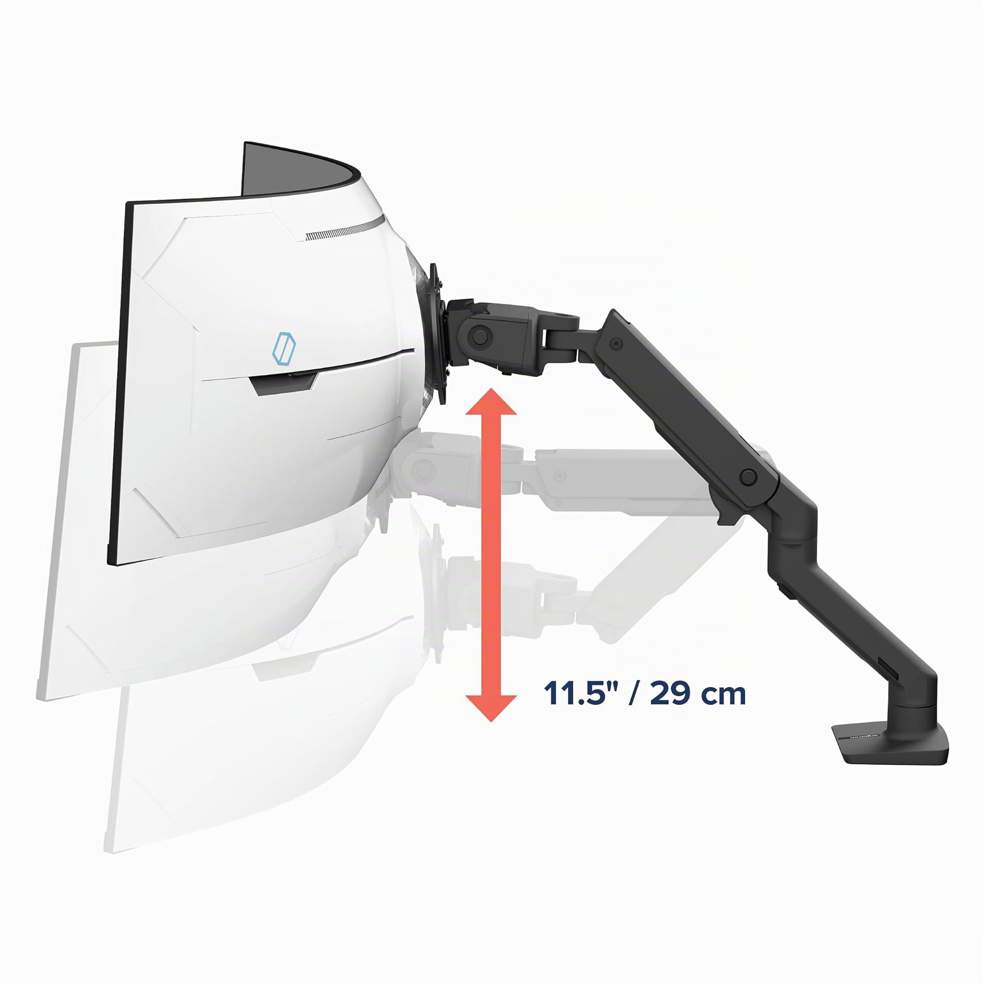 Ergotrom - Braccio da scrivania HX VHD - Per monitor curvi ultrawide 1000R fino a 57 pollice, da 13 a 17kg, VESA 75x75/100x100mm - Nero opaco (45-693-224)