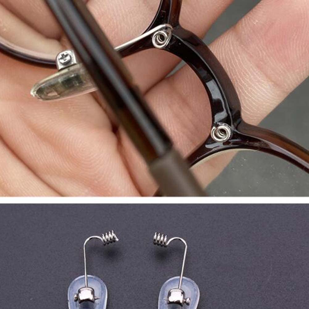 Coussinets de pont de nez Support de pont de nez de lunettes, plaquettes de nez de lunettes, 1 paire de bras de coussinet de nez de lunettes enfichables en métal argenté, kit de réparation de lunettes