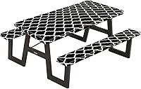 Vista 1 de Funda de mesa de picnic ajustable con fundas para banco, 3 piezas, impermeable, para campamento, pícnic, con borde elástico