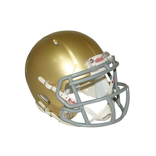 South Bend Gold with Gray Mask Blank Riddell Revolution Speed Mini Football Helmet (Decorative Mini Helmet - NOT Wearable - Does NOT FIT Any Human Head)