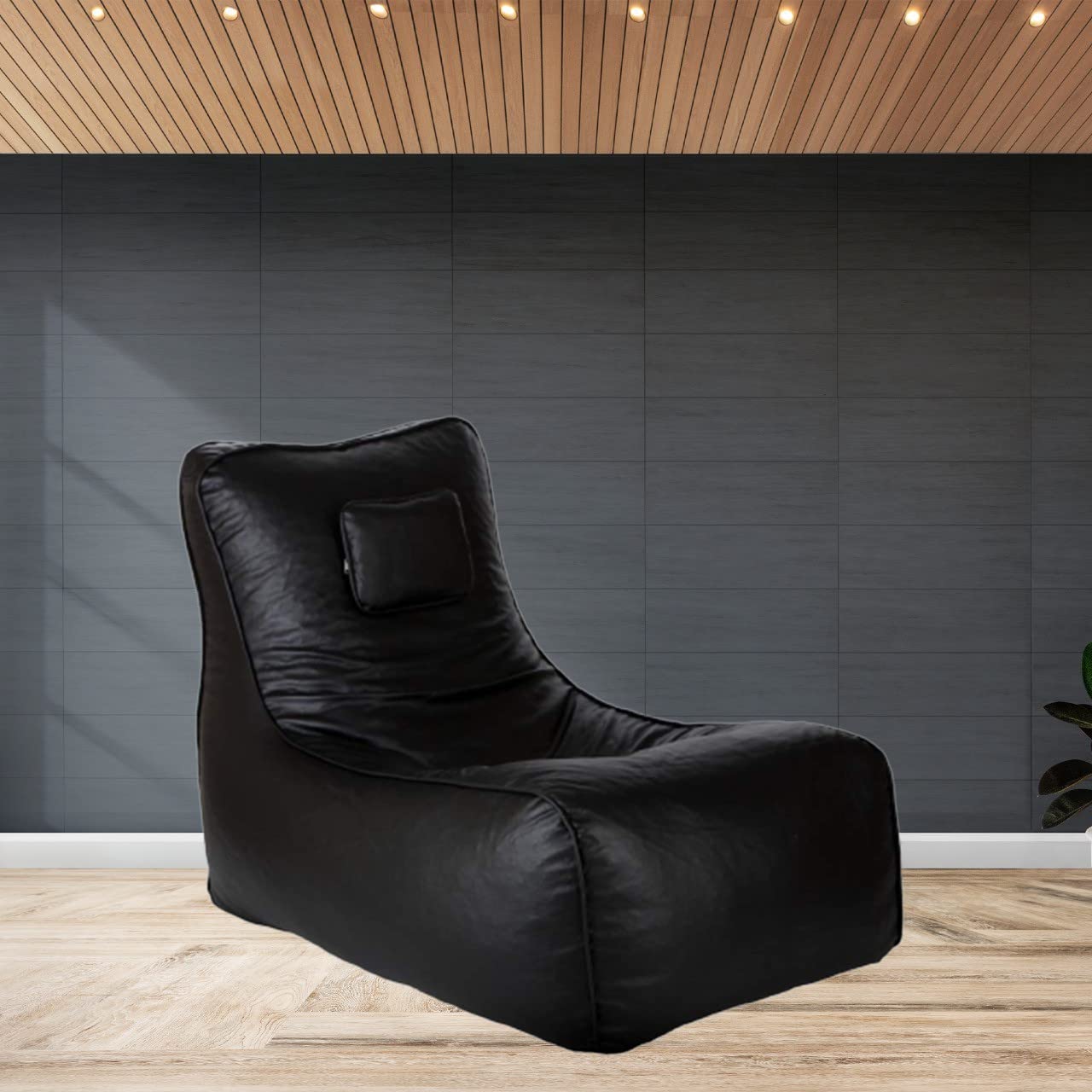 GUNJ Jumbo Lounger Bean Bag Cover (Without Beans) (Black)-image-37