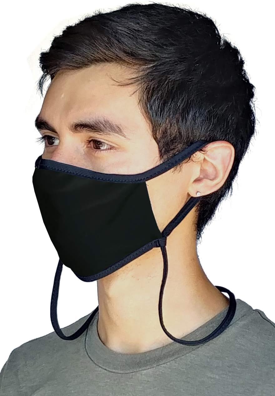 Adult Adjustable Size: Made in USA: Face Mask, Washable Reusable Black