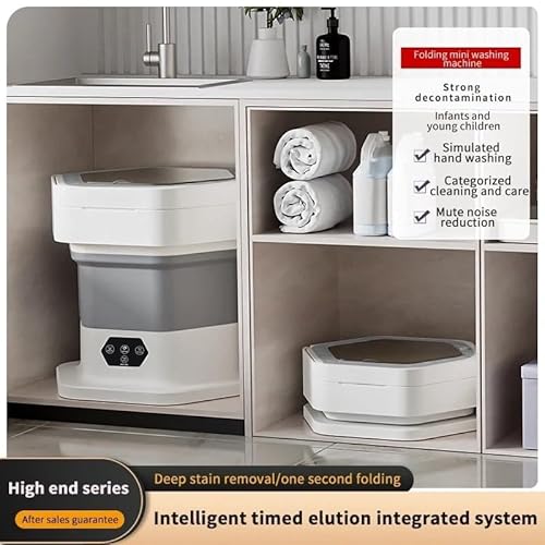 10L Mini Waschmaschine Faltbare Camping Waschmaschine mit Abnehmbarer Trockenkorb Abflussrohr, 3 Modi Tiefenreinigung Portable Reisewaschmaschine für Unterwäsche Babykleidung