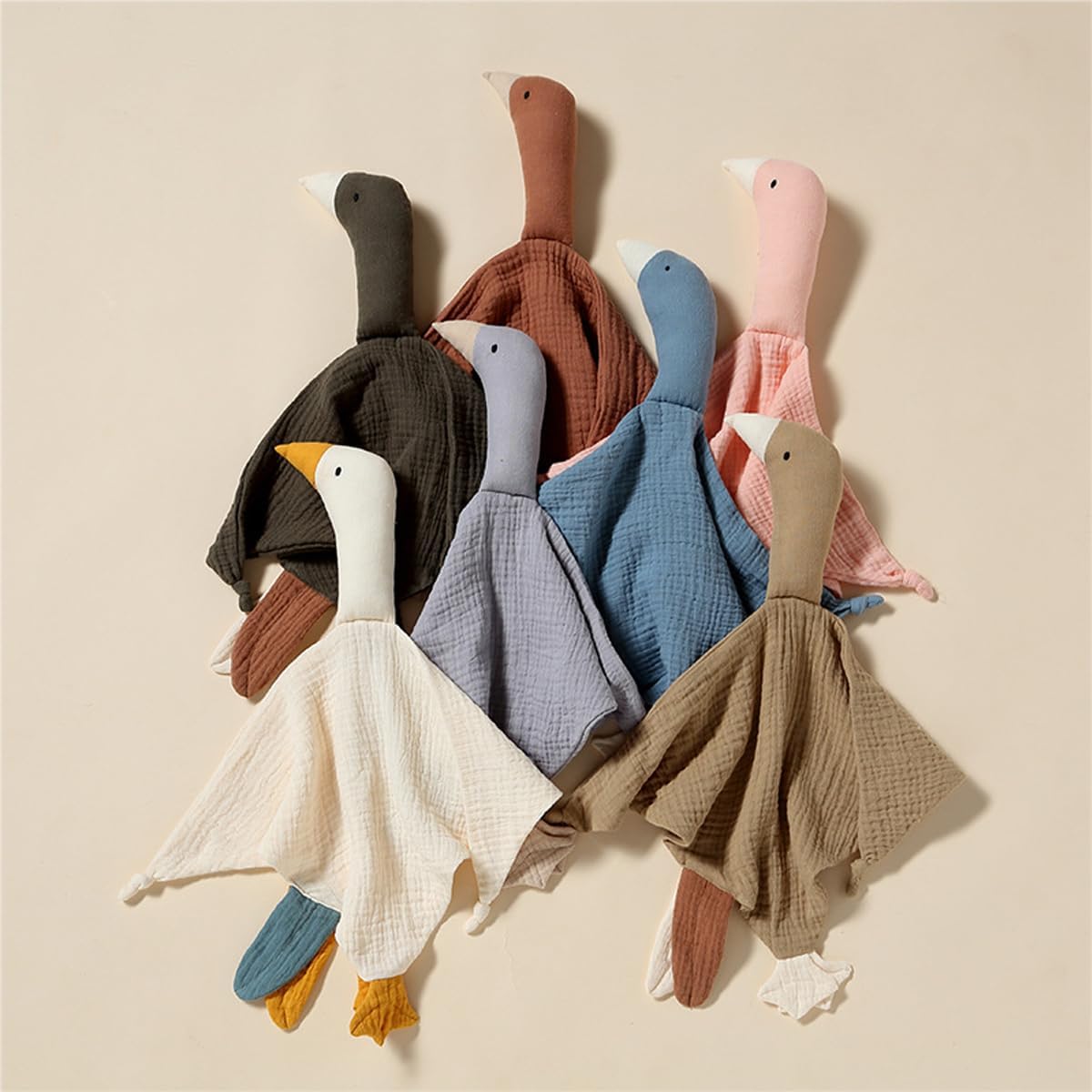 Cotton Security Blanket for Baby Boys and Girls,Cream Goose Soft Baby Loveys Muslin Cotton Blanket, Breathable Security Blanket Great - Image 2