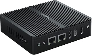 BASOARO Windows 11 Pro Mini PC, Fanless Industrial PC with J6412 Processor, 8G RAM 128G SSD, Dual Gigabit Ethernet Linux Mini PC, 1*DP, 2*HD, Triple Display, 2*RS232 COM, WiFi, BT, Fanless PC Dual NIC