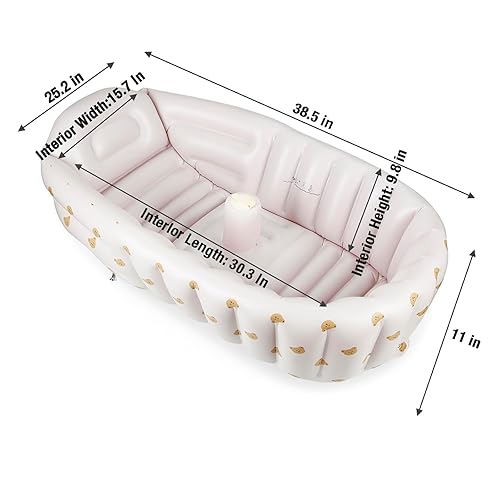 Miniatura 3 de PandaEar Bañera inflable para niños pequeños, bañera portátil plegable para niños, bañera de viaje para bebés con bomba de aire, lavabo de ducha