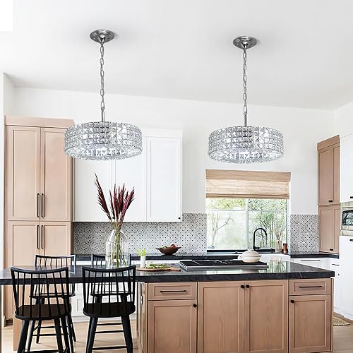 Miniatura 42 de Moderno candelabro de cristal LED, iluminación empotrada, lámpara colgante con control remoto para sala de estar, comedor, dormitorio, isla