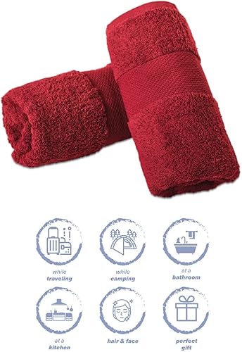 Miniatura 6 de Hencely Juego de 2 toallas de mano de lujo (16 x 28 pulgadas), algodón turco suave, absorbente, de secado rápido, para cara, cuerpo, cocina y baño