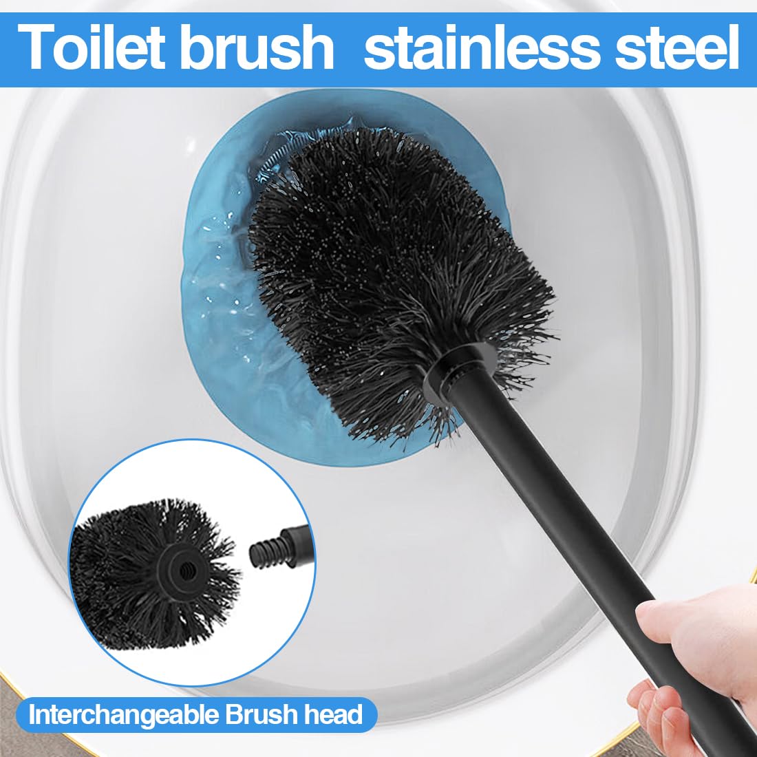 Roestvrij stalen toiletpapierhouder, staand met wc-borstel, vochtige doekjeshouder, wc-set voor toiletpapier en toiletborstel