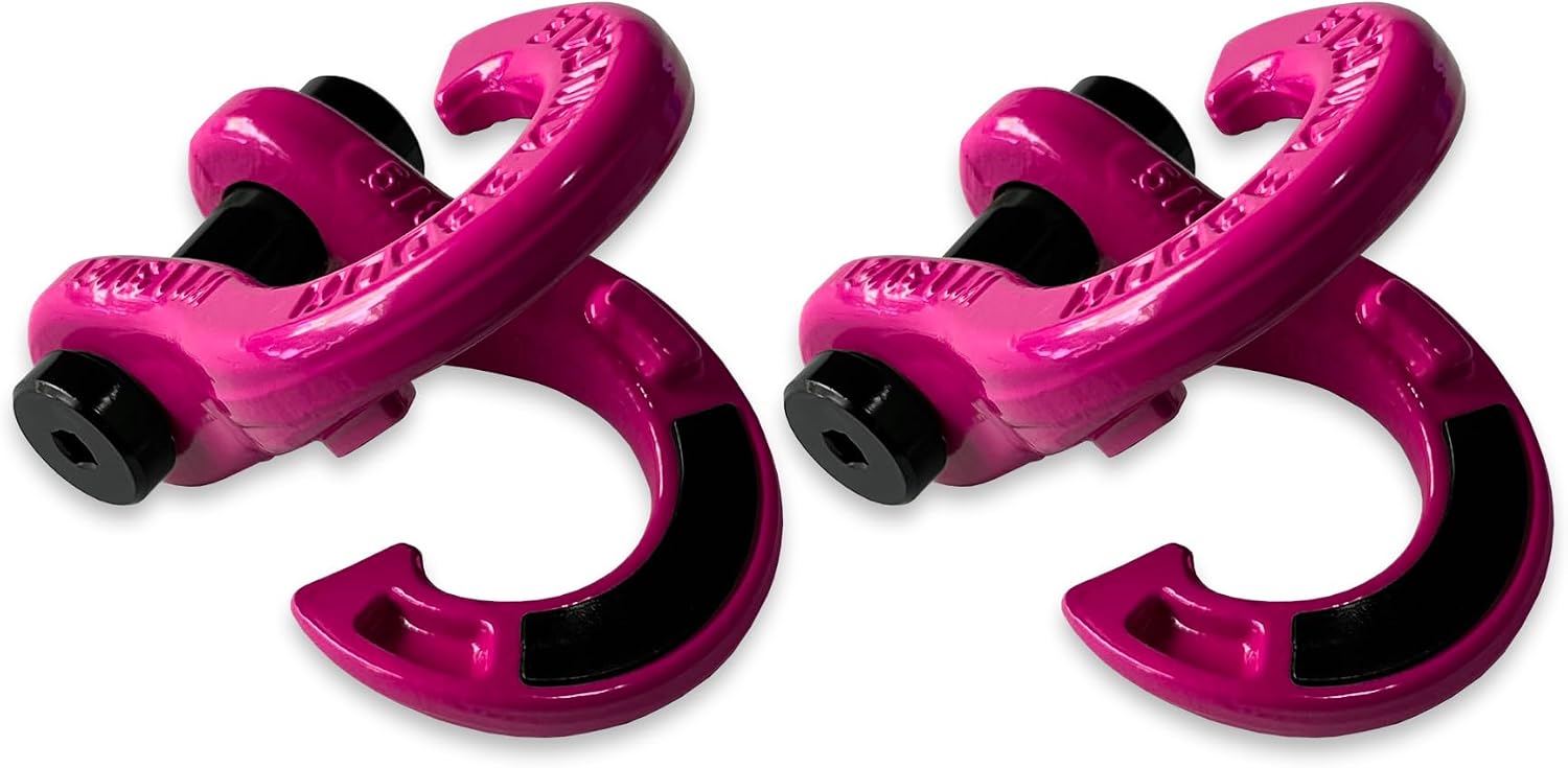 Moose Knuckle Offroad Jowl Split Shackle 5/8 | 7,000lbs Capacity - Forged Carbon Steel Shackle Fits Any 1.25 or 2.0" Tow Shackle Receiver Hitch Mount w/ 3/4 pin Color Combo Pogo Pink/Pogo Pink