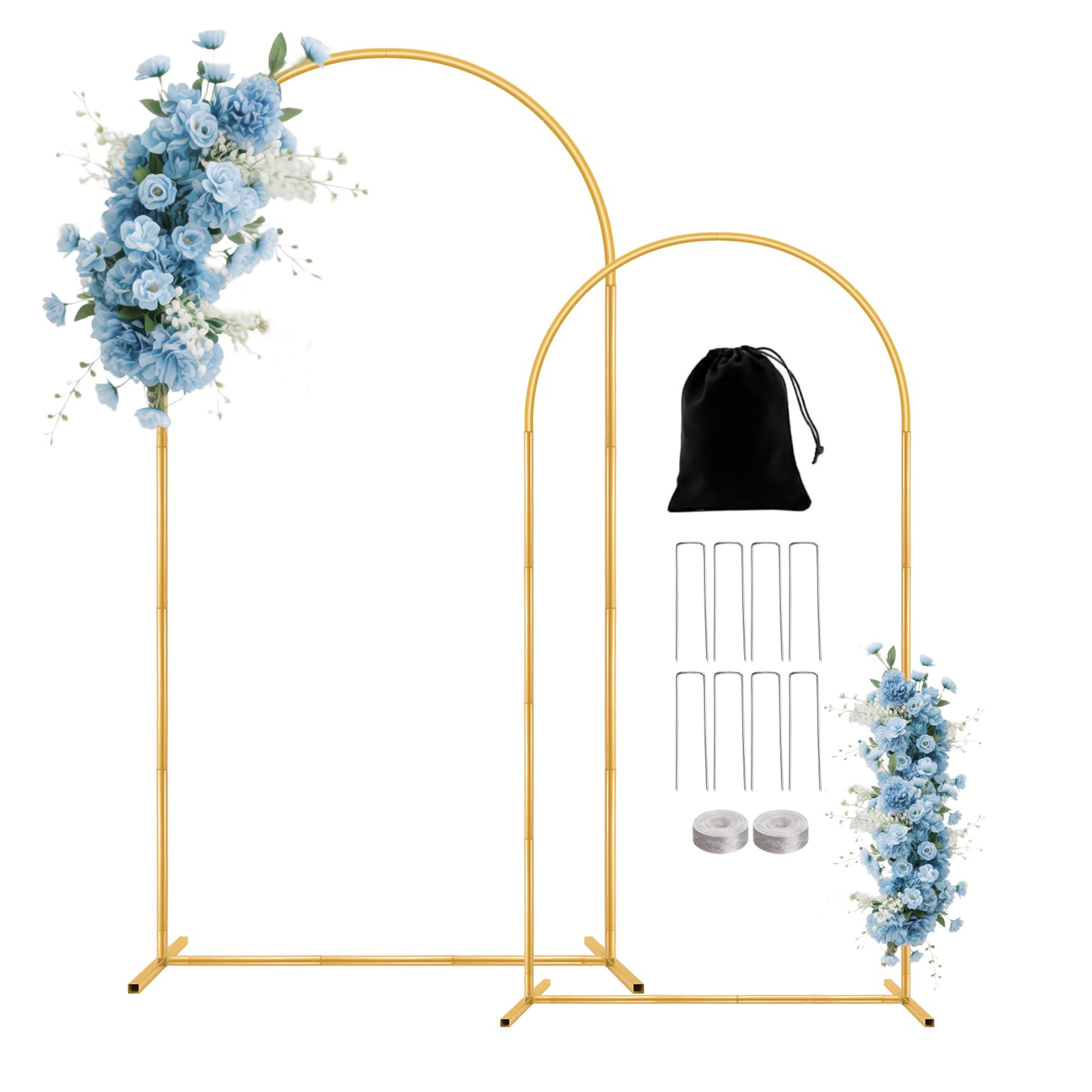 Photo 1 of ***FOR PARTS ONLY/ BROKEN PIECES *** Metal Arch Backdrop Stand, 7.2FT+6FT Wedding Arch Stand, Set of 2 Backdrop Arch Stand, Metal Arch Stand for Valentines Day,Wedding Ceremony Birthday Party Baby Shower Graduation Ceremony Decoration
