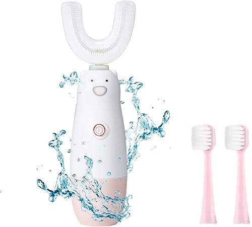 Cepillo de dientes eléctrico para niños, en forma de U, impermeable, funciona con pilas, 360 cepillos de dientes automáticos en forma de U sónicos