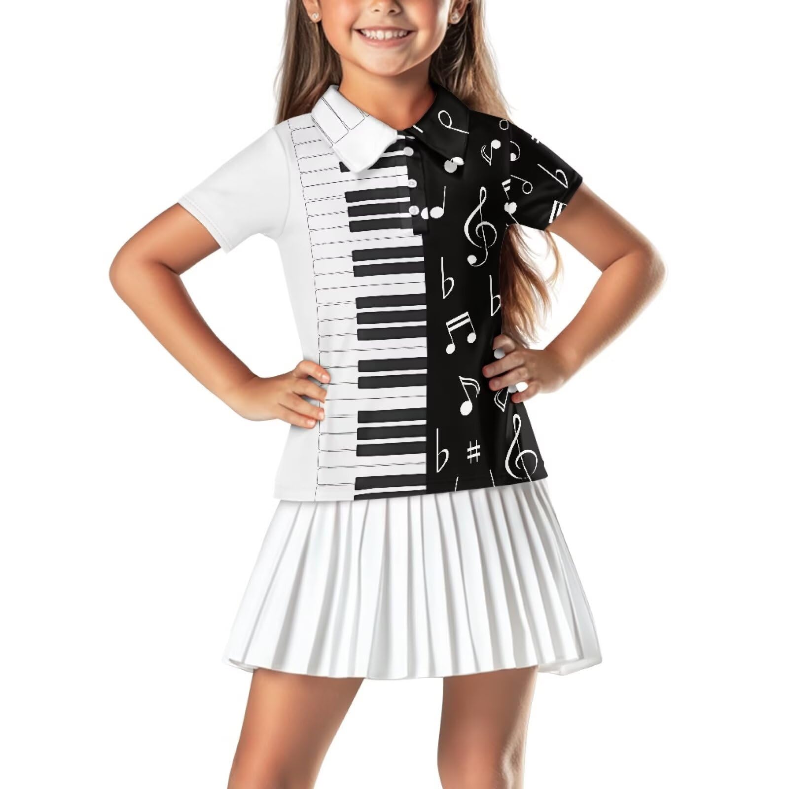 Girls Short Sleeve Golf Shirt 3 Button Up Lapel Collar Tennis Shirts Quick Dry Uniform Athletic Tank Tops for 5-14Y