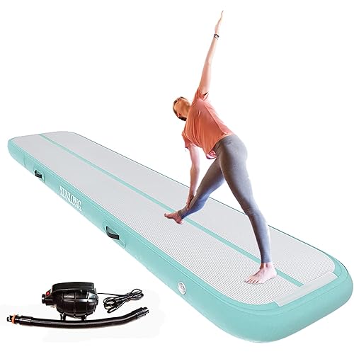 XUNLONG Air Mat Tumble Track 4/8 inchs Thickness Inflatable Gymnastics Training Mat 10ft/13ft/16ft/20ft with Electric Air Pump for Cheerleading/Training/Water Fun/Park/Home use