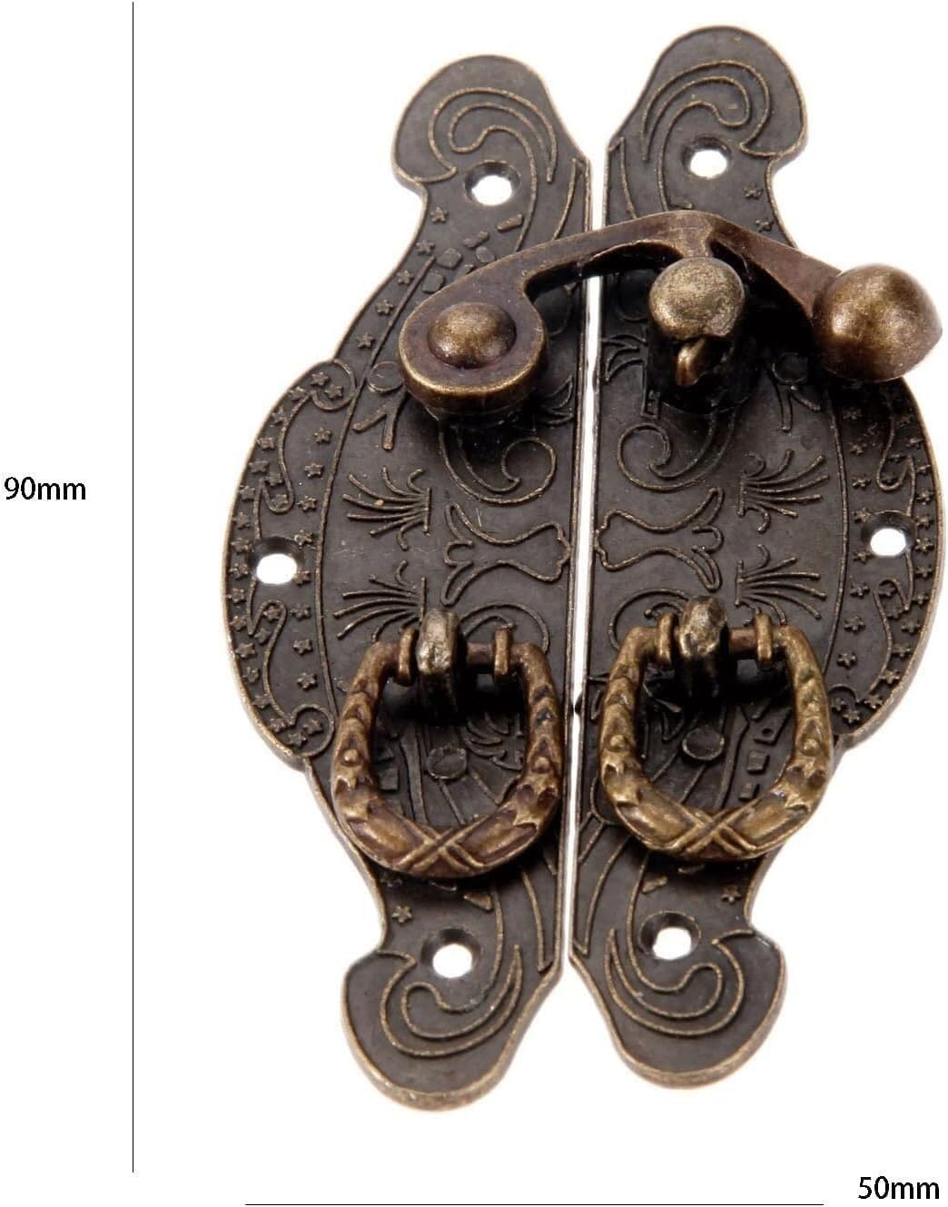 HEAGER Hasp Clasp Lock,Box Latch Hasp Wooden Gift Box Toggle Lock Alloy Buckle Latch Hook Furniture Hardware Zinc 2pc
