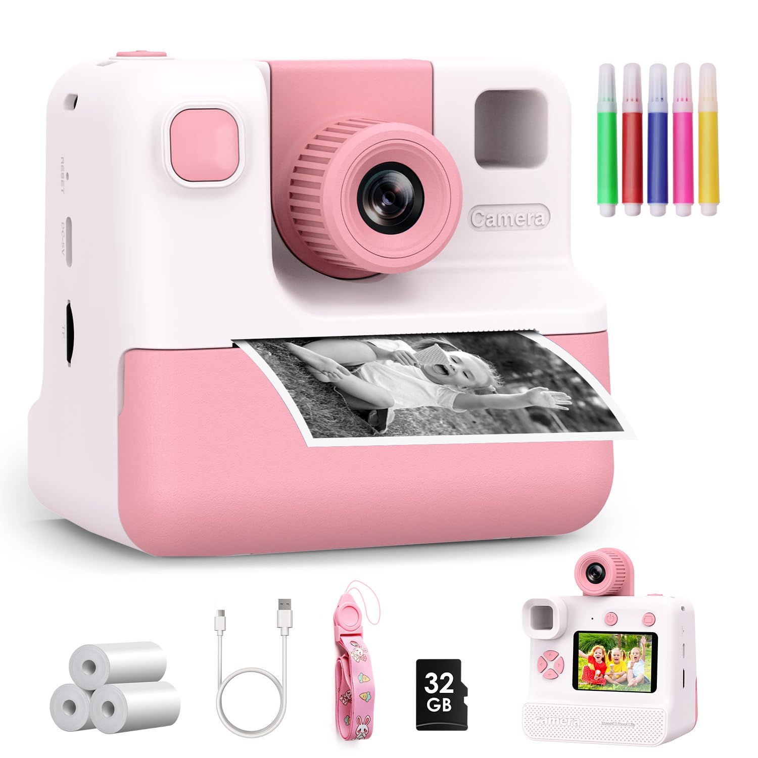 Photo 1 of GREENKINDER Kids Instant Camera - Pink-white