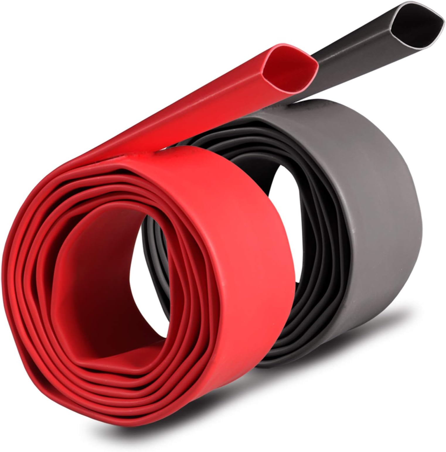 2 Pcs 1 inch (Diameter) 3:1 Waterproof Heat Shrink Tubing Kit, Large Marine Dual Wall Adhesive Shrinkable Wire Wrap Tube, Insulation Sealing Wear-Resistant Cable Protector by YUKSY (4ft, Black & Red)