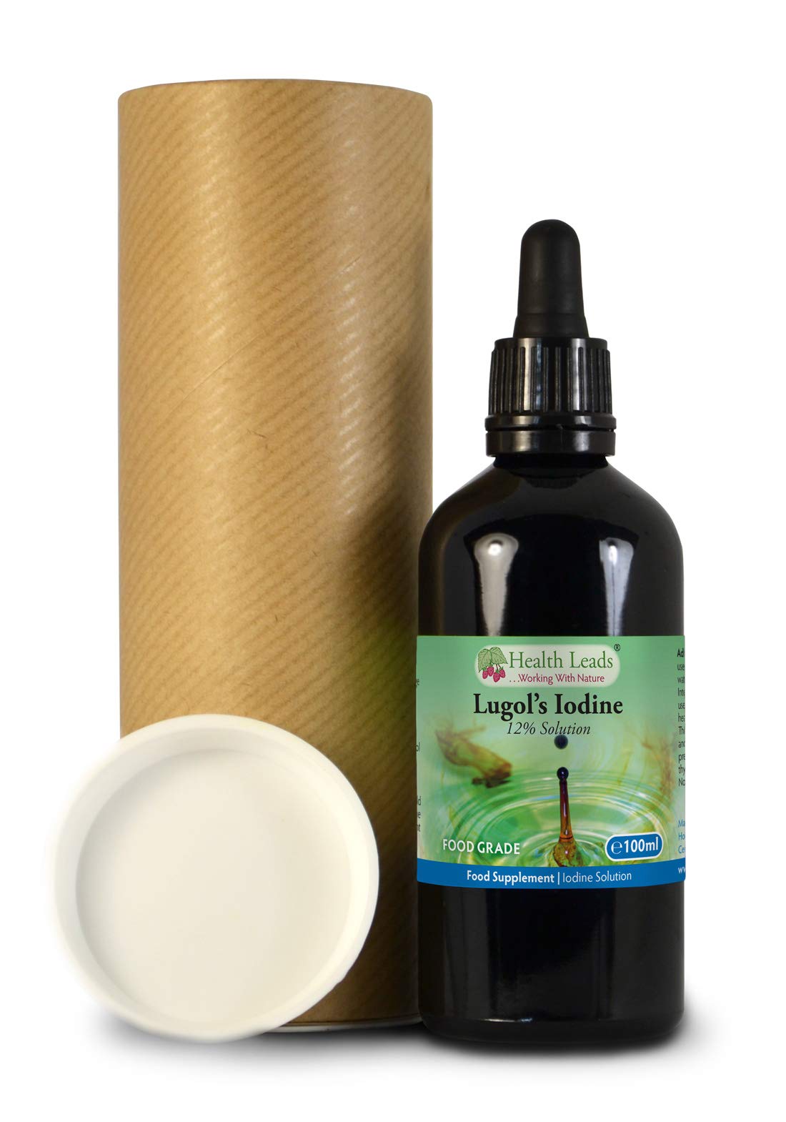 Health Leads Lugols 12% Iodine Solution 100ml, High Strength, True 12% Liquid Formulation, Bulb Pipette for Easy & Accurate Dispensing, Formulated & Made in Wales